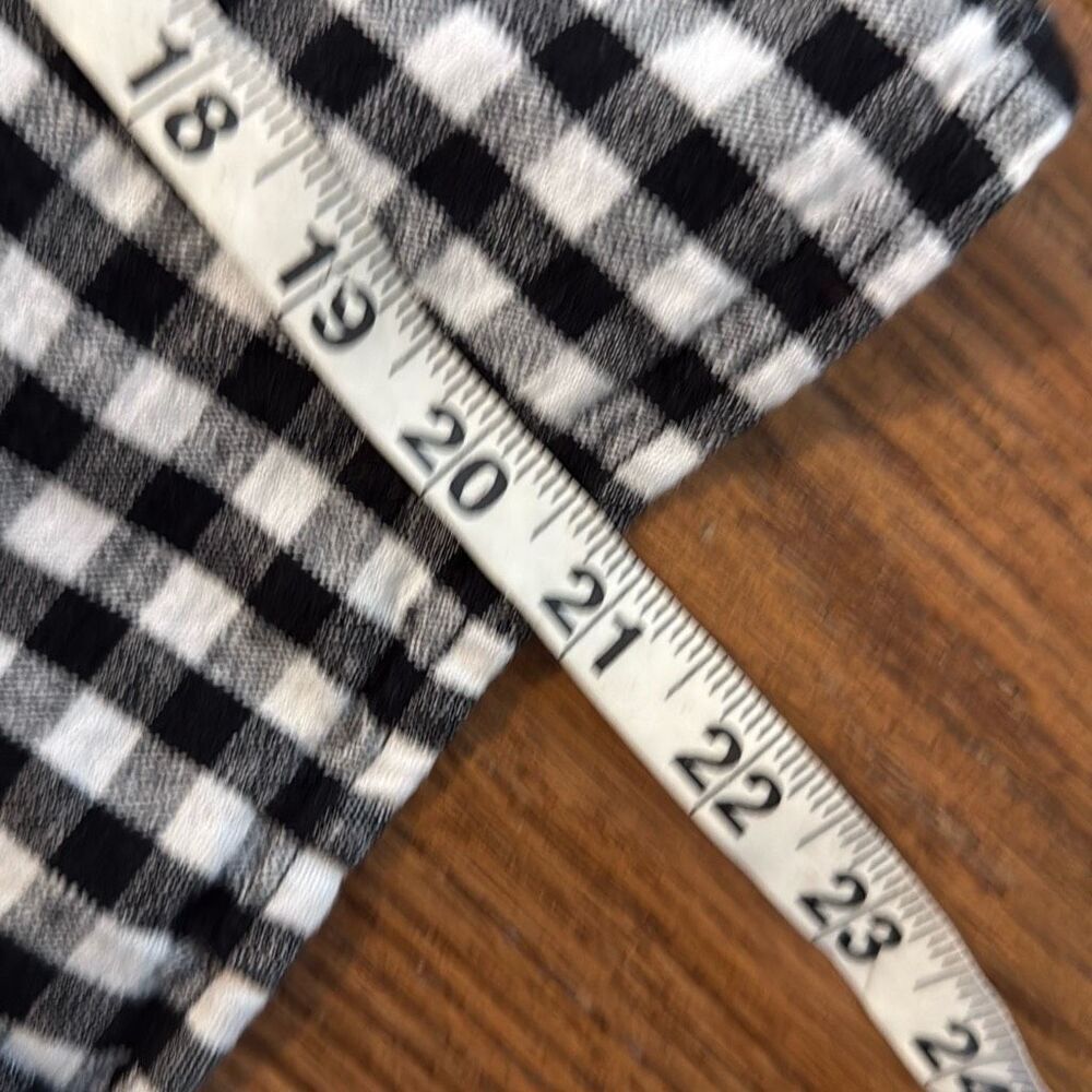 Who What Wear black linen gingham puff sleeve cropped blouse  large - Picture 8 of 10